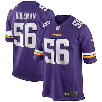 mens nike chris doleman purple minnesota vikings game retir